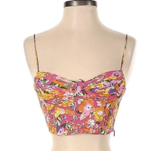 Zara Floral Sweetheart Crop Top